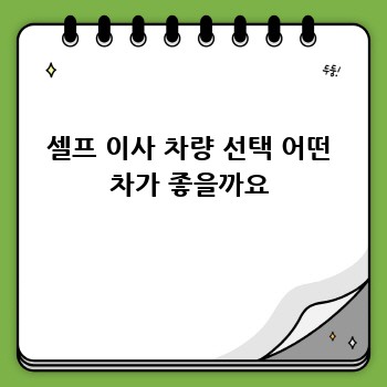 셀프 이사 차량 선택 어떤 차가 좋을까요