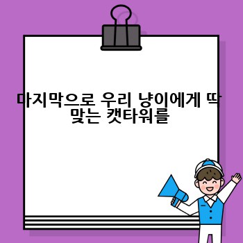 마지막으로 우리 냥이에게 딱 맞는 캣타워를