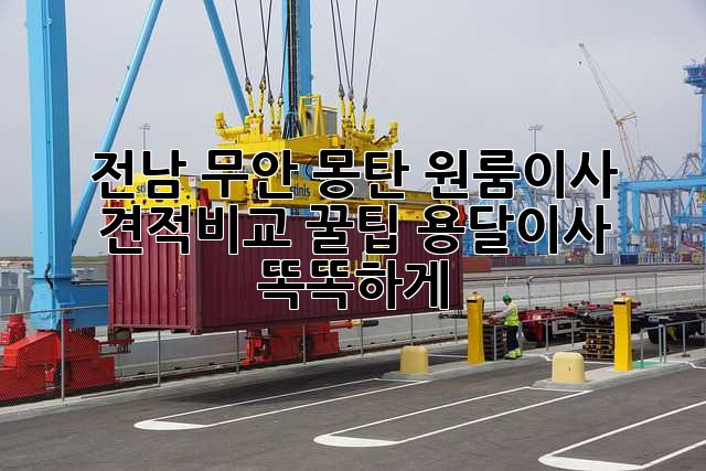 전남 무안 몽탄 원룸이사 견적비교 꿀팁🍯 용달이사 똑똑하게!